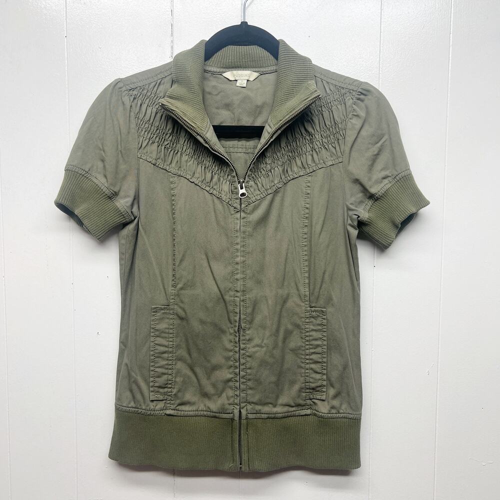 Rubbish Short Sleeve Jacket Womens Small Y2K Retro Preppy Grunge Dark Forest